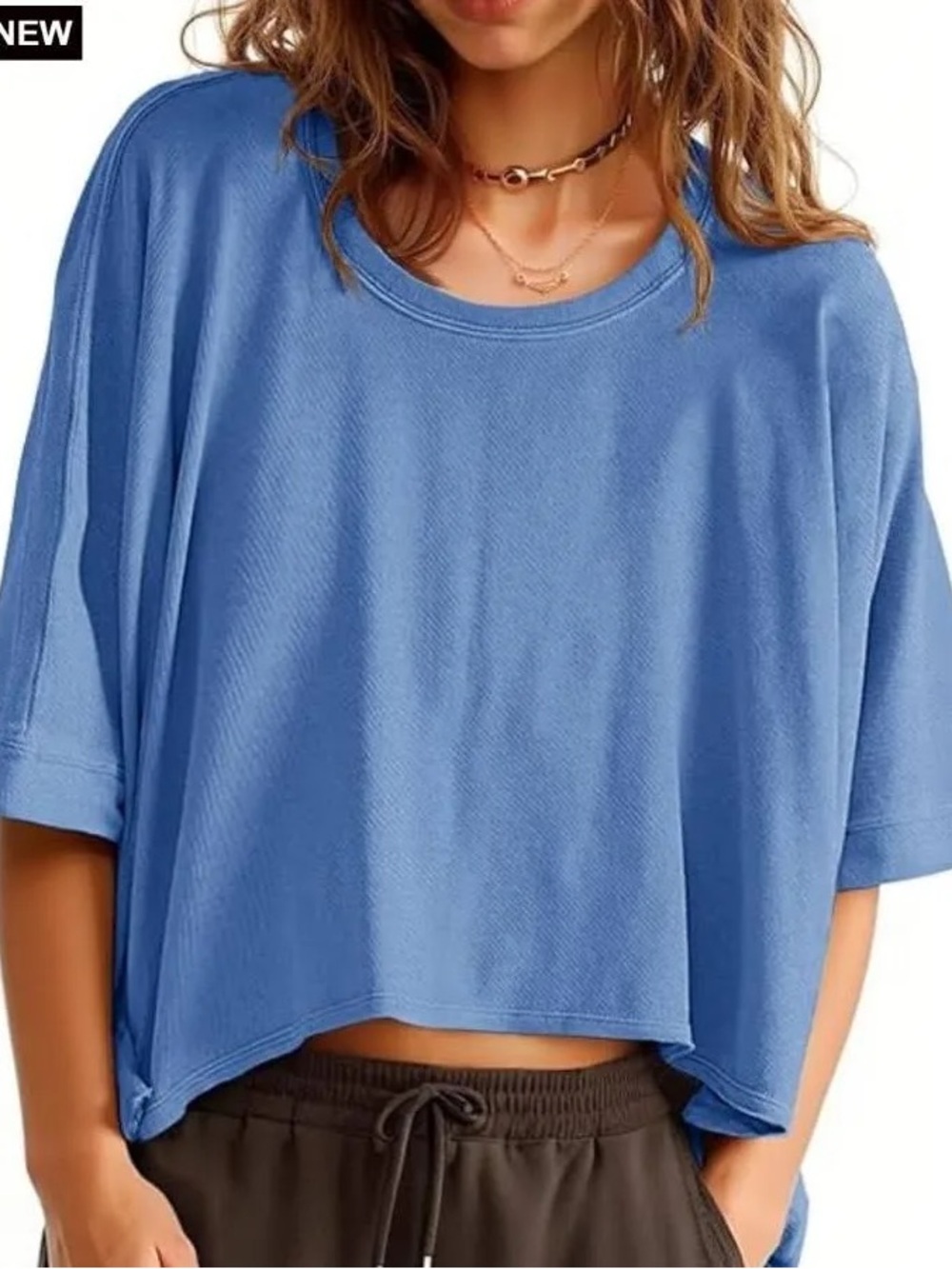 We The Free Relaxed Crop Tee in Blue